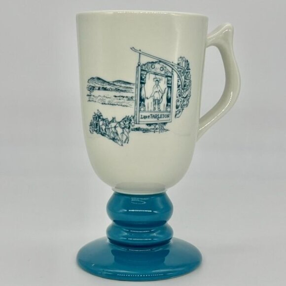 Vintage Hall China 1963 Blue Base Footed Souvenir Coffee Mug Set of 4 NH Pharma. - Picture 5 of 14